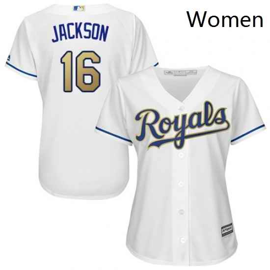 Womens Majestic Kansas City Royals 16 Bo Jackson Authentic White Home Cool Base MLB Jersey